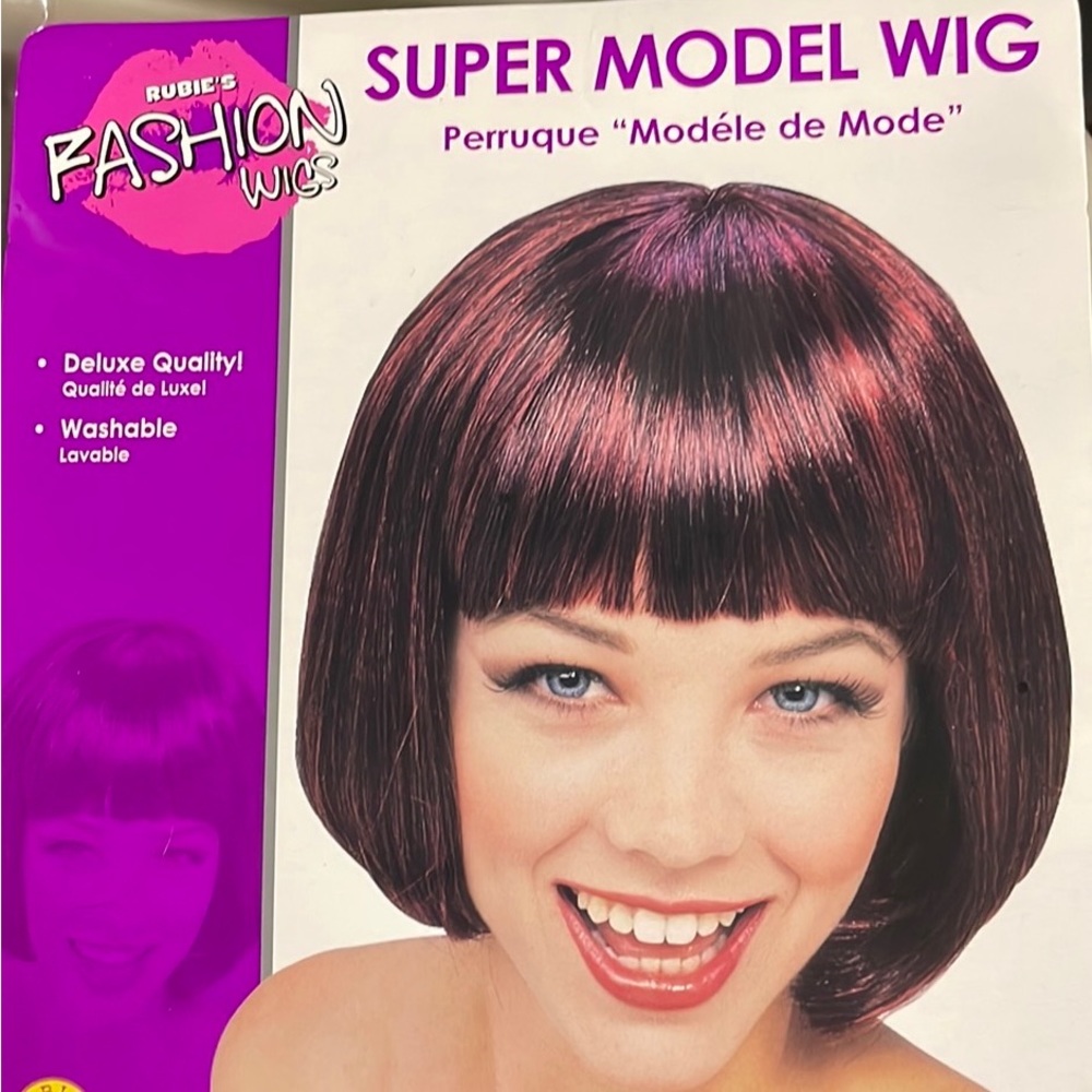 Costume / Halloween Wig- red / black bob cut.